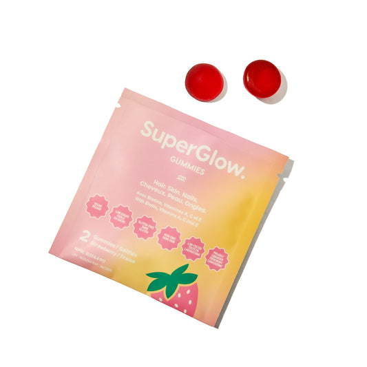 SuperGlow Échantillon Gummies Cheveux Peau Ongles avec Biotine | Fraise | 2 Gélifiés Beauté Végétaliens