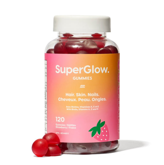 SuperGlow. Gélifiés Cheveux, Peau & Ongles à la Biotine | Fraise | 120 Gélifiés Beauté Végétaliens