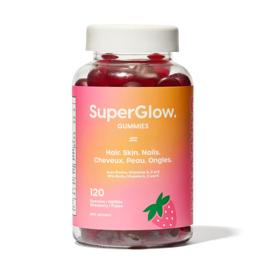 SuperGlow. Gélifiés Cheveux, Peau & Ongles à la Biotine | Fraise | 120 Gélifiés Beauté Végétaliens
