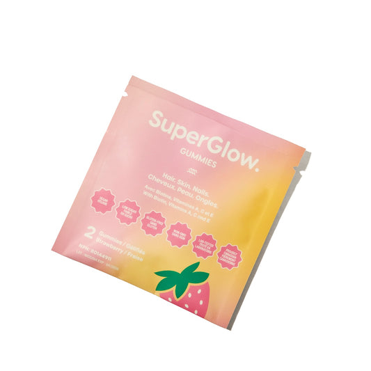 SuperGlow Échantillon Gummies Cheveux Peau Ongles avec Biotine | Fraise | 2 Gélifiés Beauté Végétaliens